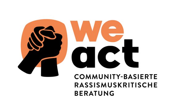 Logo von weact: Rassismus entgegentreten und diskriminierungsfreie Gesellschaft mitgestalten